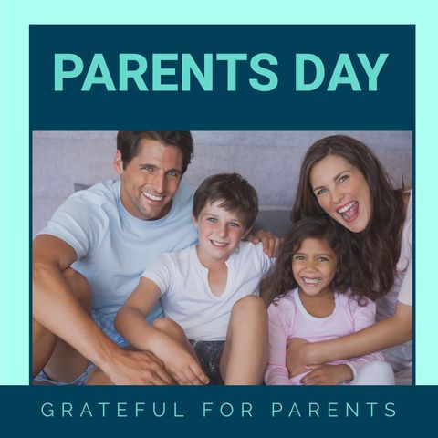 Happy Family Celebrating Parents Day Together Indoors - Download Free Stock Templates Pikwizard.com