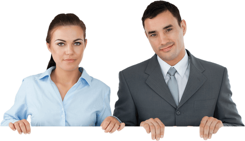 Caucasian Business People Smiling on Transparent Background