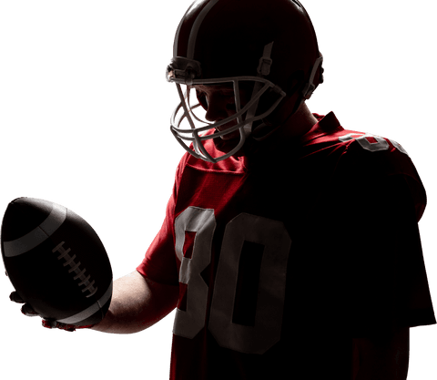 american football player holding ball silhouetted on transparent background - Download Free Stock Videos Pikwizard.com