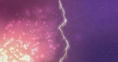 Dynamic lightning bolt in vivid night sky