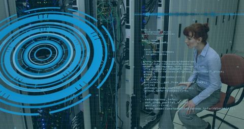 Woman Analyzing Data in Server Room - Download Free Stock Images Pikwizard.com