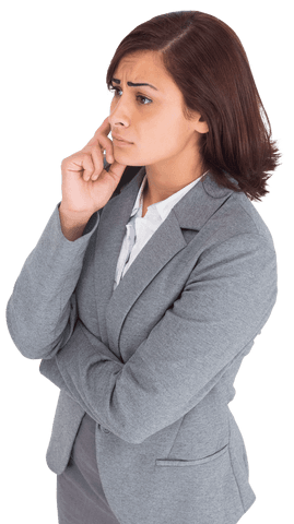 Worried Businesswoman Thinking Transparent Background