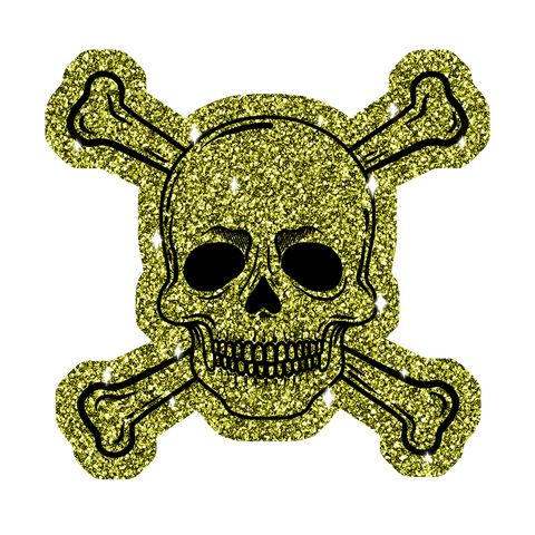 Floating transparent gold glitter skull decor art