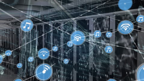 Digital Connectivity of Servers with Data Processing Icons