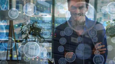 Businessman Analyzing Data with Futuristic Virtual Interface