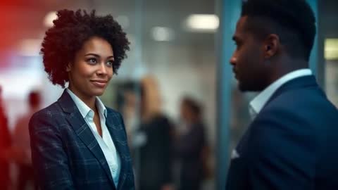Business Colleagues Engaging in Friendly Dialogue in Office Environment