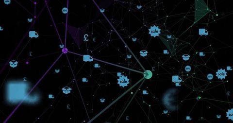 Digital interface with logistics and sale connectivity icons
