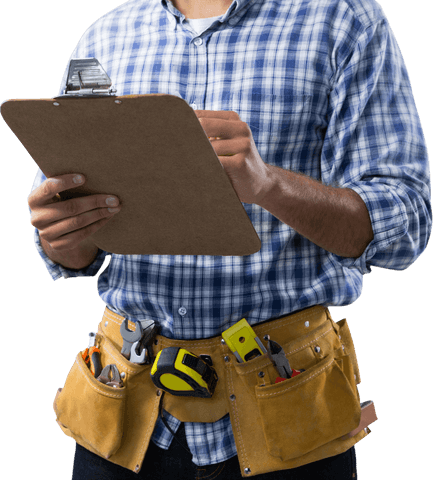 employee holding clipboard with tool belt on transparent background - Download Free Stock Videos Pikwizard.com