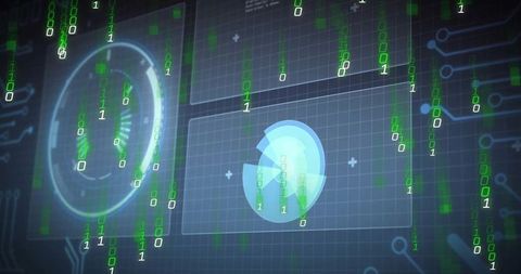 futuristic hud interface with binary code streams - Download Free Stock Images Pikwizard.com