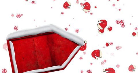 Festive Red Sign Background with Santa Hats and Snowflakes