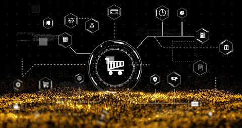 Digital Ecommerce Network Icons and Data Processing Concept - Download Free Stock Images Pikwizard.com