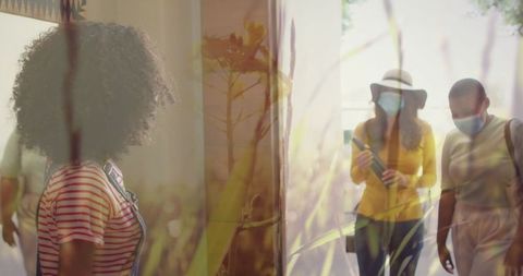 Family Greeting Amid Pandemic with Nature Overlay