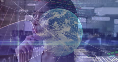 Digital Globe Overlay with Financial Data and Technology
