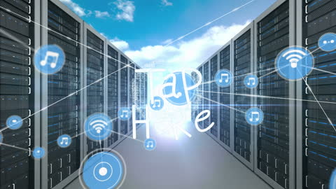 Digital Network Connection Over Server Room Technology Concept