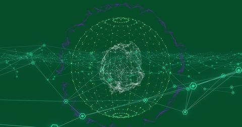 Global Network Sphere on Dynamic Green Background - Download Free Stock Images Pikwizard.com