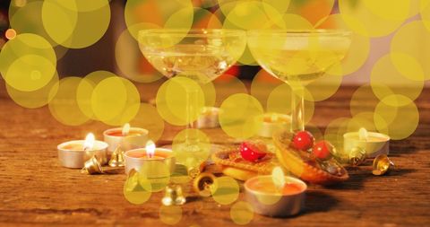 Festive Celebration with Candles and Champagne Glasses - Download Free Stock Images Pikwizard.com