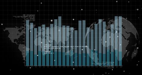 Digital Data Processing on World Map with Graph Visualization - Download Free Stock Images Pikwizard.com
