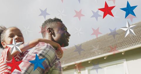 Father and Daughter Celebrating Independence with Patriotic Stars - Download Free Stock Images Pikwizard.com