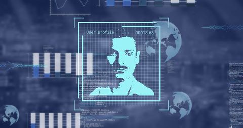 Futuristic Digital Interface with User Data and Graphs - Download Free Stock Images Pikwizard.com