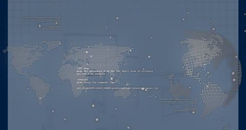 Global Data Stream and Digital World Map Animation