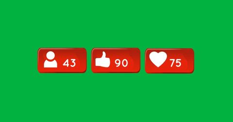 Social media notifications with red icons on green