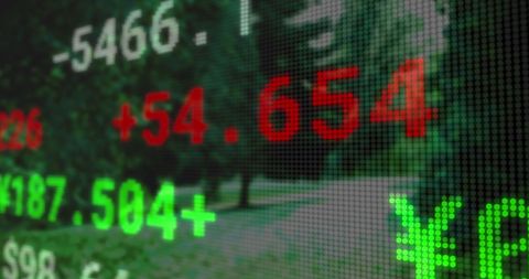 Digital Financial Data with World Map Overlay