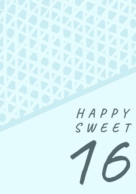 This greeting card with geometric patterns and cool tones is perfect for celebrating a 16th birthday. The design lifts sophistication and youth, serving well as a birthday invitation, a gift tag, or a memento for teenage milestone celebrations.