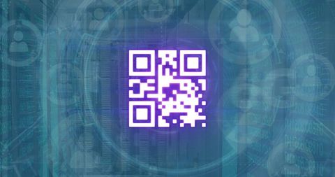 Digital QR Code with Network and Data Icons Overlay - Download Free Stock Images Pikwizard.com