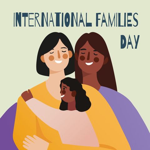 International families day illustration with diverse lgbtqia family