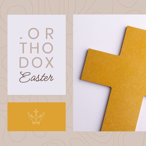 Orthodox easter celebration with golden cross concept