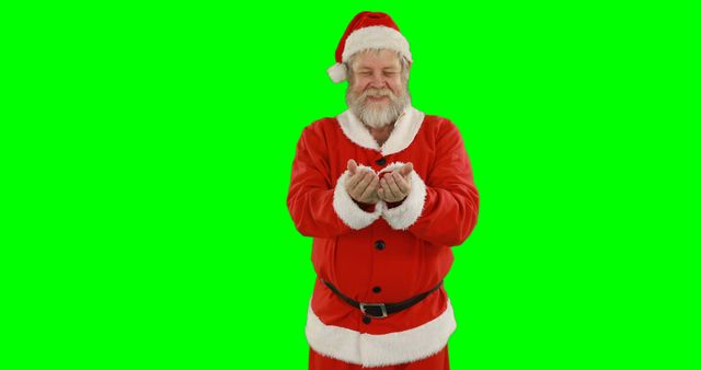 Happy Santa Claus with Open Hands on Green Screen - Download Free Stock Images Pikwizard.com
