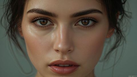 Ai-generated beautiful lady portrait highlighting dewy skin and natural beauty