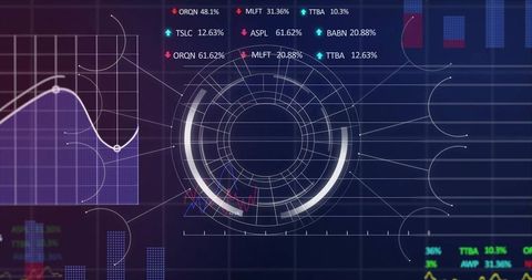 Advanced Data Dashboard with Circular HUD and Chart Visualization