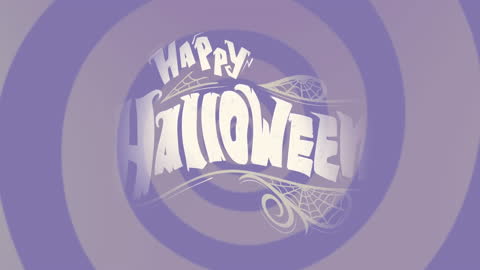 Happy Halloween Decorative Text with Swirling Purple Circles
