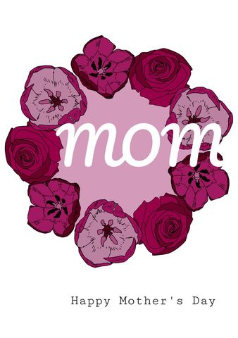 Mother's Day Card Design with Floral Heart Illustration