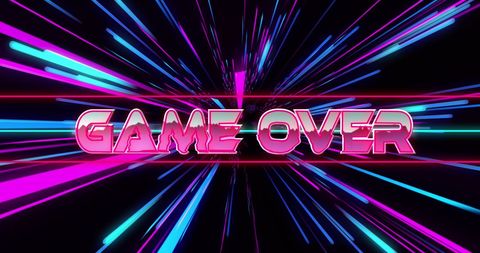 Retro Neon Game Over Sign with Vivid Light Trails - Download Free Stock Images Pikwizard.com