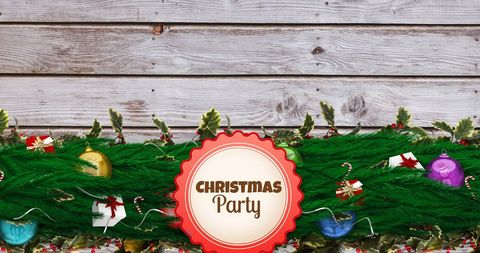Festive christmas party invitation with green garland