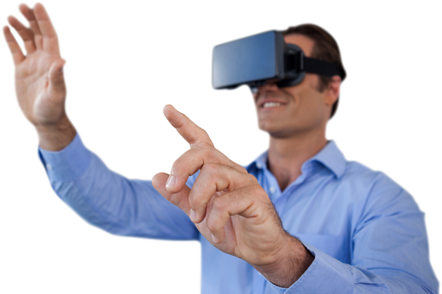 Businessman Uses Transparent Virtual Reality Gear - Download Free Stock Videos Pikwizard.com