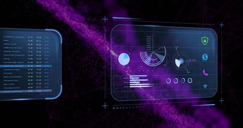 Digital Financial Data Interface with Purple Visualization - Download Free Stock Images Pikwizard.com