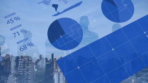 Business Statistics and Analytics Overlapping Cityscape