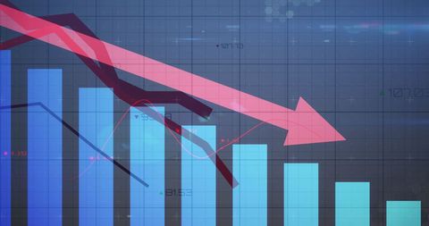 Financial Downturn Illustrated by Descending Red Arrow and Data - Download Free Stock Images Pikwizard.com
