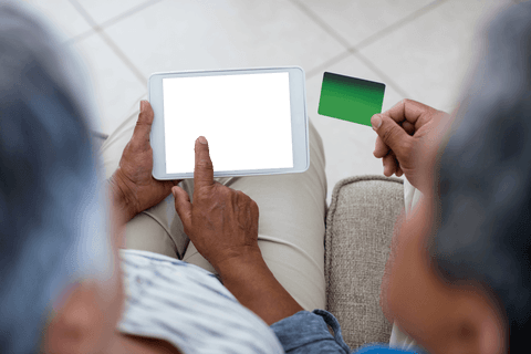 Senior Couple Online Shopping with Tablet and Card in Transparent Image - Download Free Stock Videos Pikwizard.com