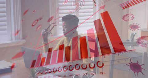 Businesswoman Analyzing Data with Virtual Graph Interface