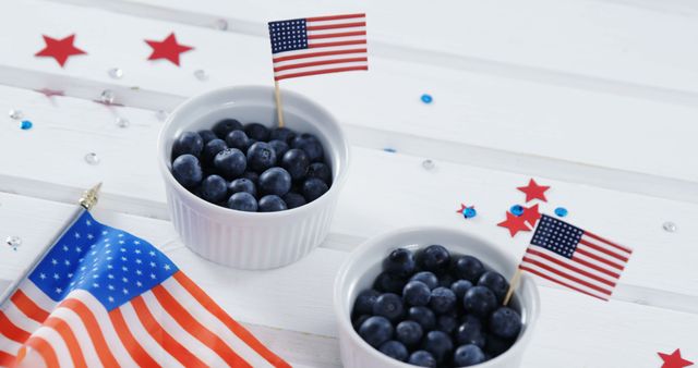 Patriotic Snack with Blueberries and American Flags for Independence Day Celebration - Download Free Stock Images Pikwizard.com