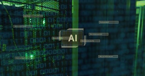 AI Interface Overlying Binary Code on Server - Download Free Stock Images Pikwizard.com