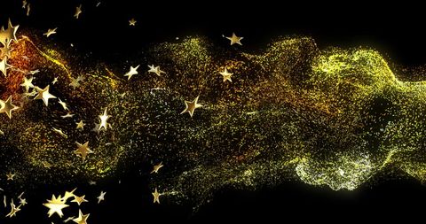 Golden Starry Flowing Abstract Background for Celebrations