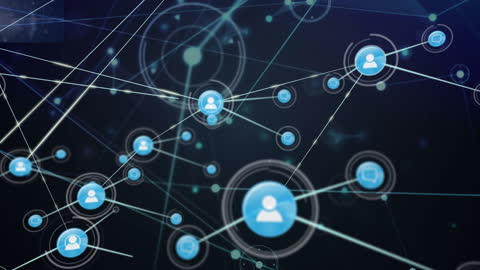 Digital Network with Icons Representing Global Connectivity