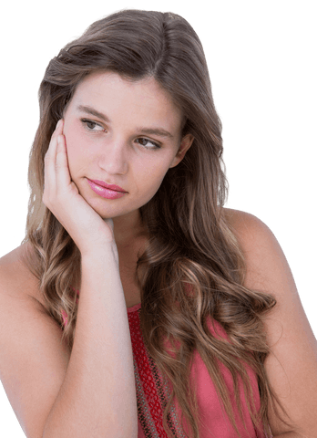 transparent portrait of woman in thoughtful pose - Download Free Stock Videos Pikwizard.com