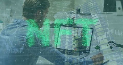 Businessman on Video Call with NFT Concept Overlay