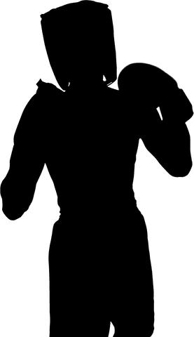 Silhouette of boxer in gloves on transparent background